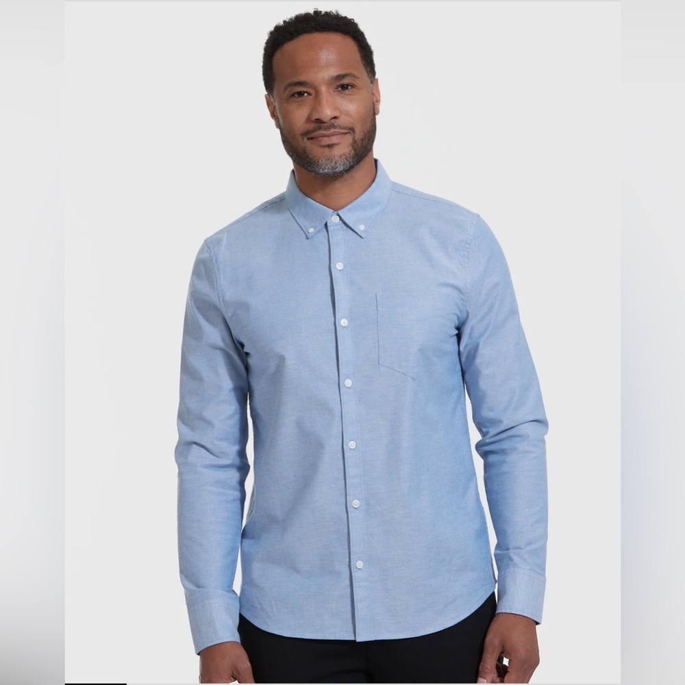 True Classic Stretch Oxford Long Sleeve Shirt Blue XL